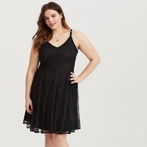 Black lace trapeze dress